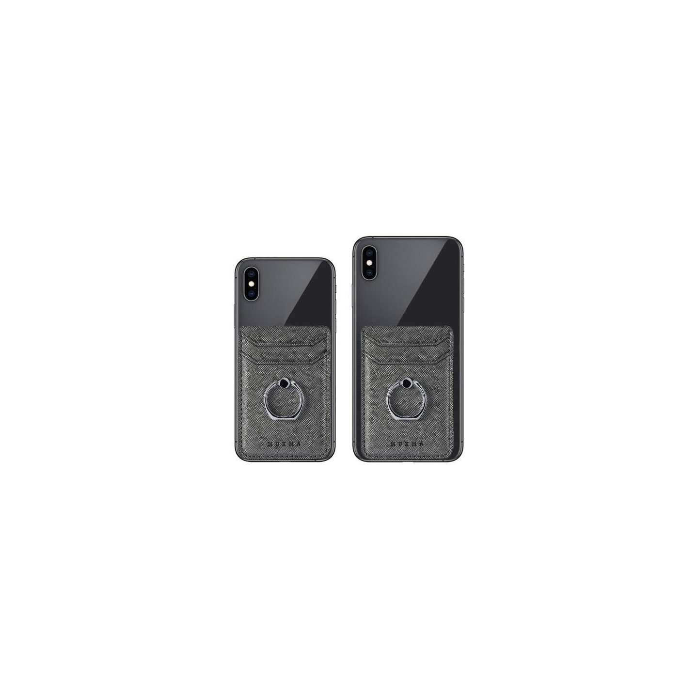 MUXMA Card Holder Ring Stand RFID Blocking Adhesive Credit Card Slot - Black