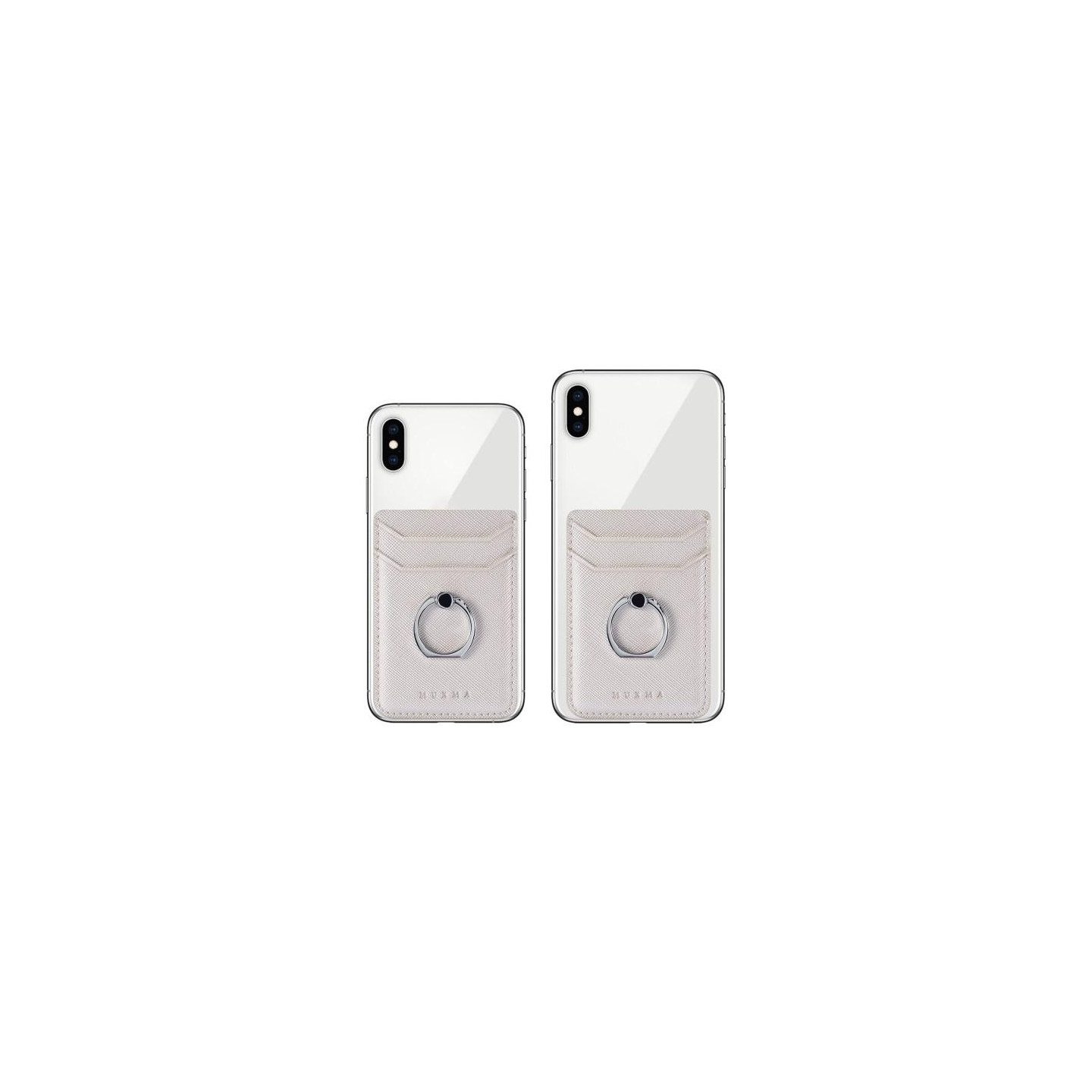 MUXMA Card Holder Ring Stand RFID Blocking Adhesive Credit Card Slot - White