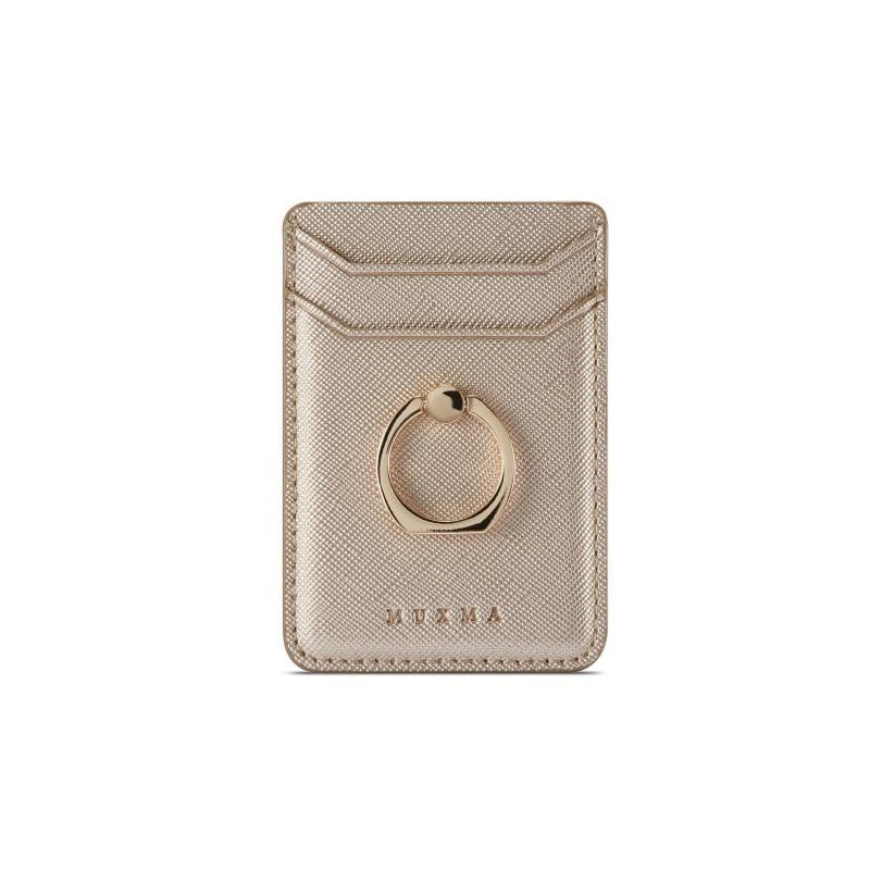 MUXMA Kortholder Ringstativ RFID - blokerende klæbende kreditkortslot - Guld