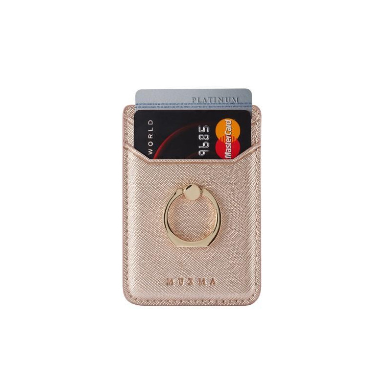 MUXMA Kortholder Ringstativ RFID - blokkerende kredittkort - Rose Gold