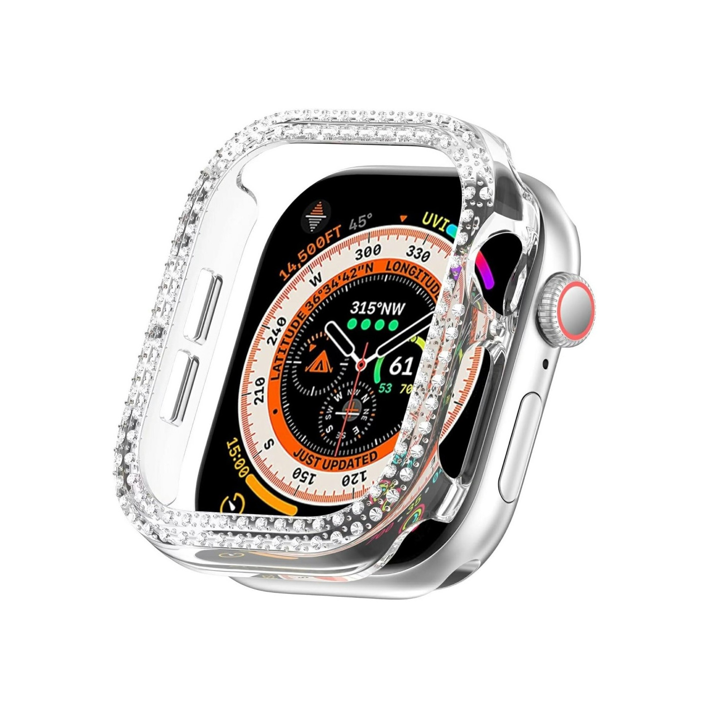 For A Watch Series 10 42mm Case Cover Frame Bling Rhinestone Decor - Gennemsigtig