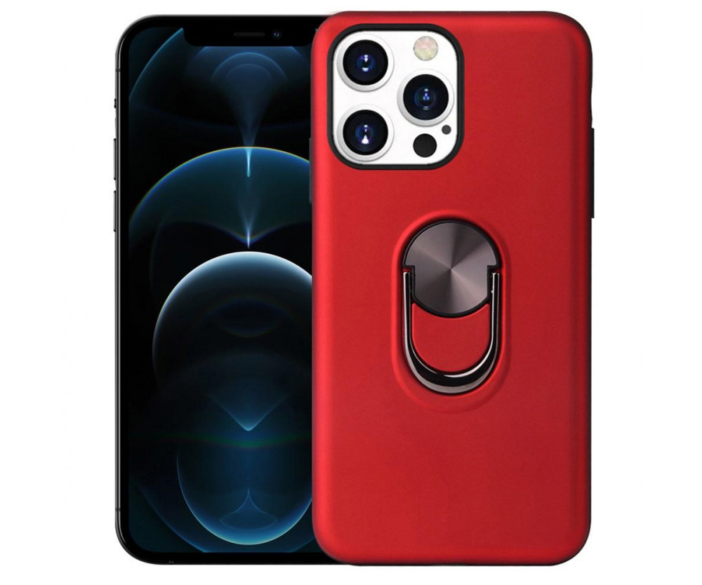 Till iPhone 13 Pro Max Hybrid skal med Finger Ring - Röd