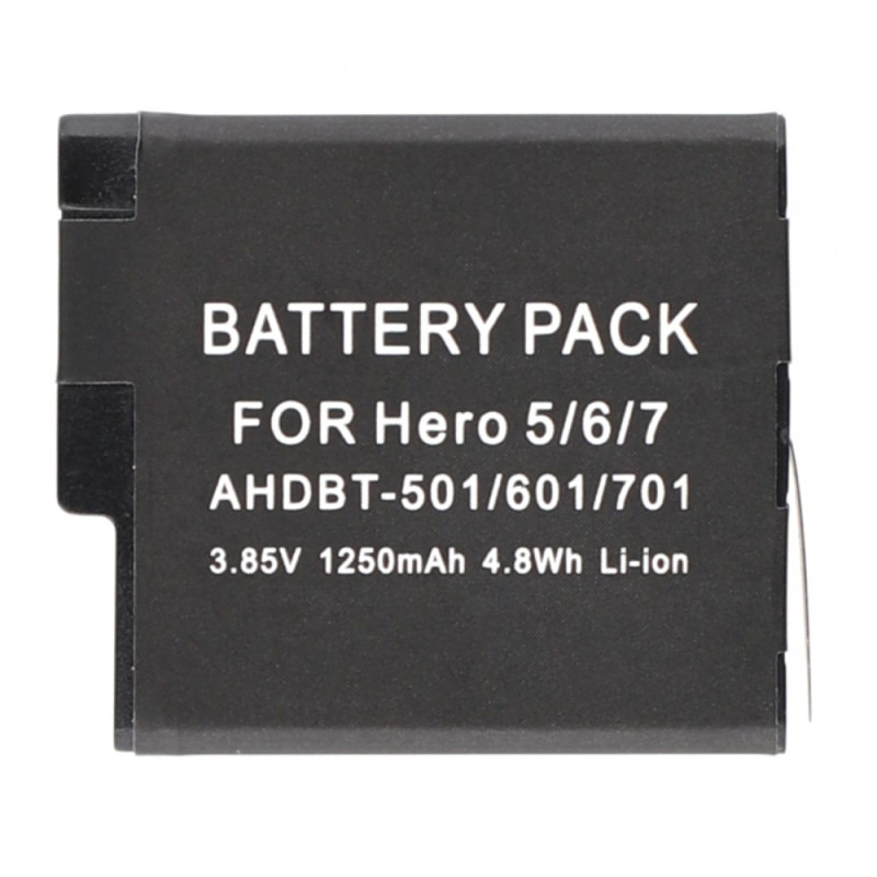 Batteri til GoPro Hero 7 6 5 3,85V 1250mAh AHDBT-501 601 701 erstatningsbatteri