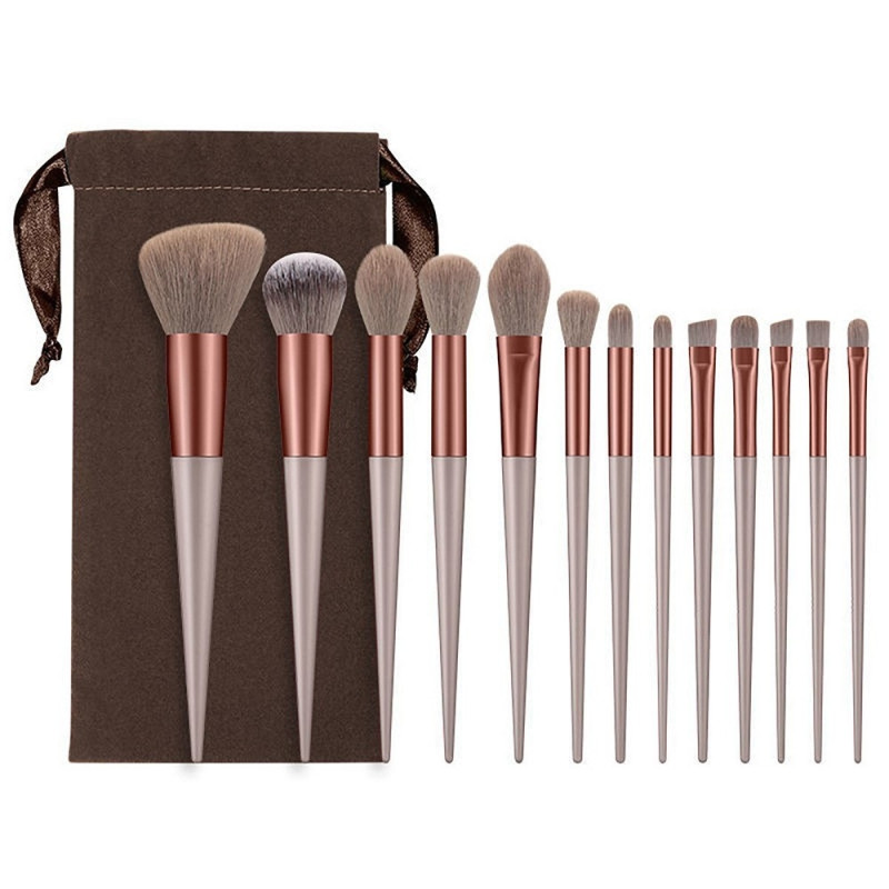 13 st Makeup Brush Set Kosmetiska borstar Soft Fiber Foundation Kontur - Coffee