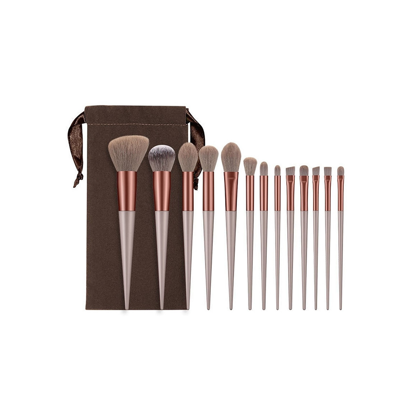 13 stk Makeup Børste Sæt Kosmetiske børster Soft Fiber Foundation Contour - Coffee