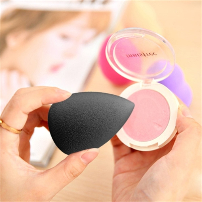 2 st Makeup Sponge Blender Teardrop Beauty Egg Rengöringspuff Hudvård - Svart