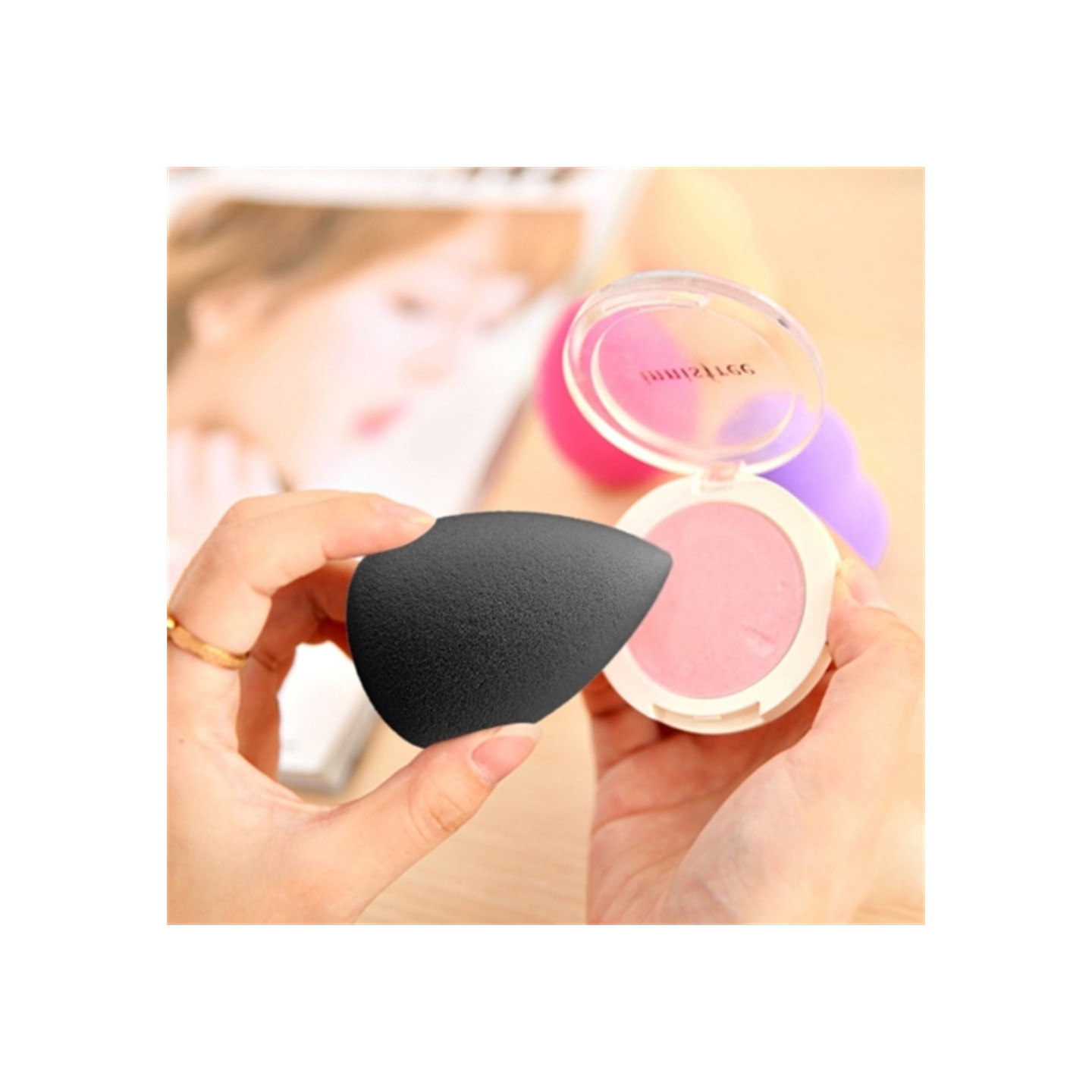 2 kpl Makeup Sponge Blender Teardrop Beauty Egg Cleansing Puff Skin Care - Musta