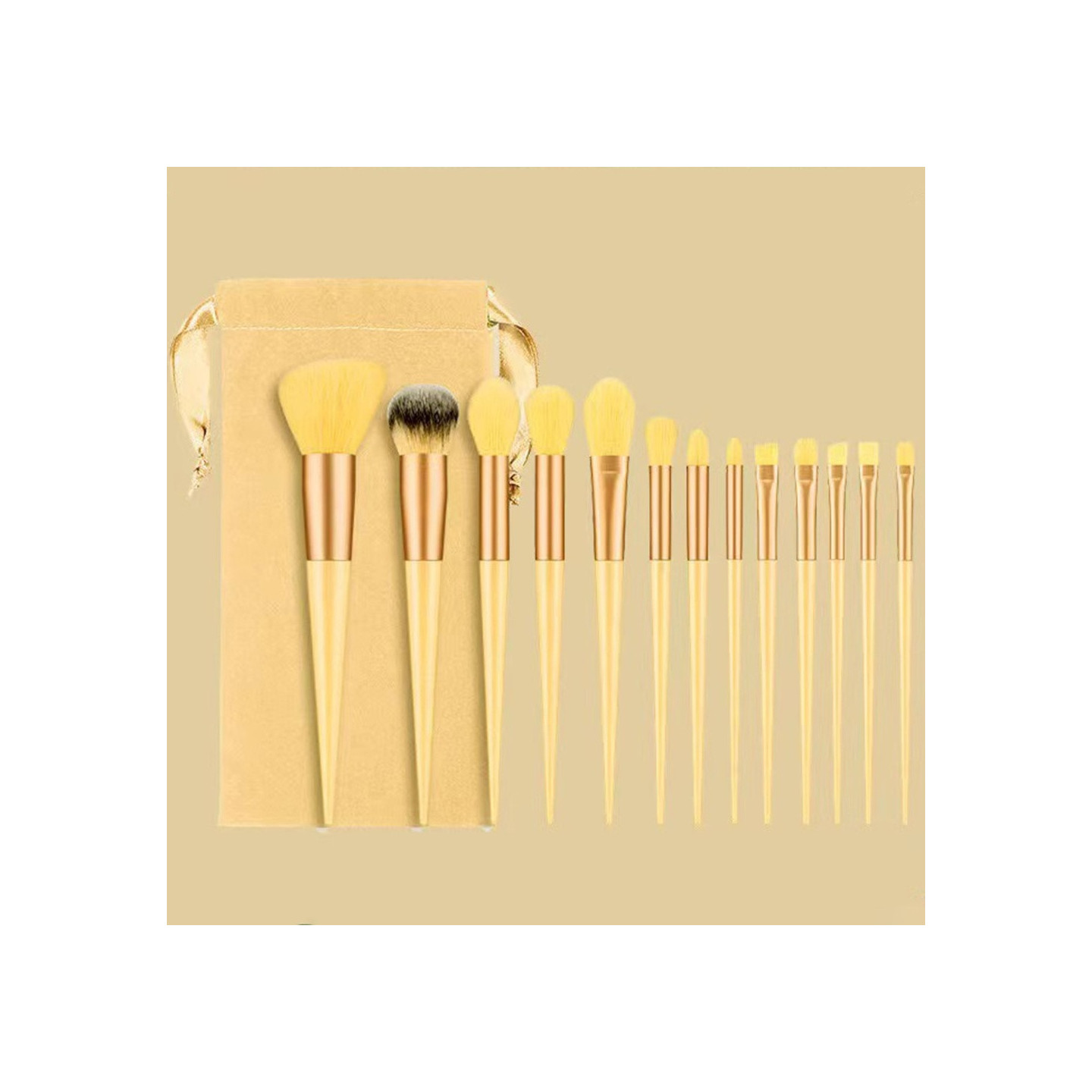 13 st Makeup Brush Set Kosmetiska borstar Soft Fiber Foundation Kontur - Gul