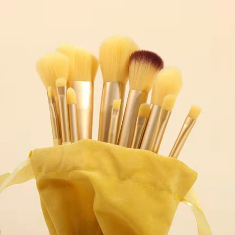 13 stk Makeup Brush Set Kosmetiske børster Soft Fiber Foundation Contour - Gul