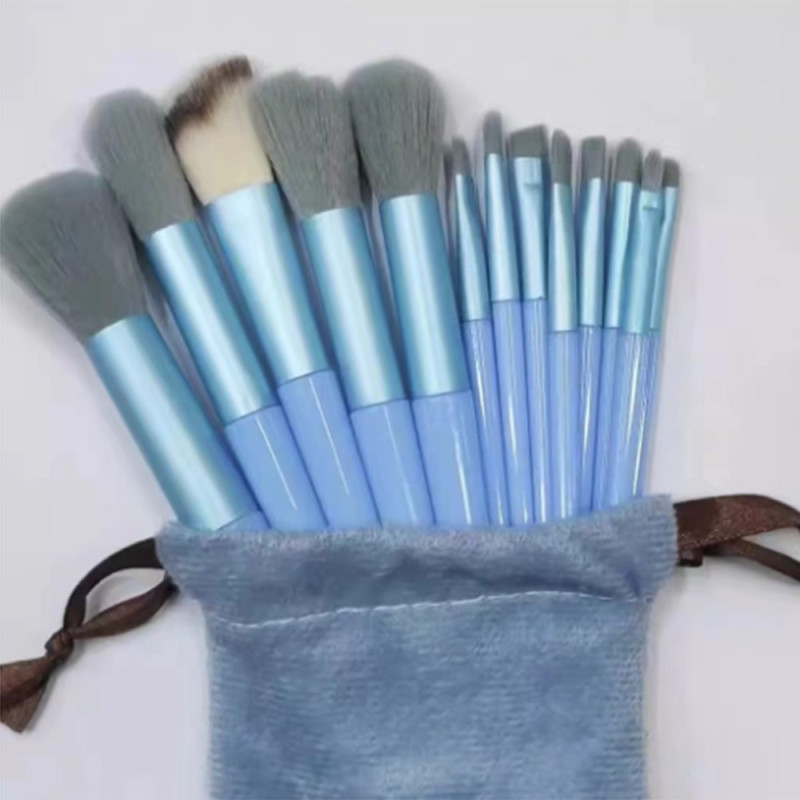 13 stk Makeup Brush Set Kosmetiske børster Soft Fiber Foundation Contour - Blå