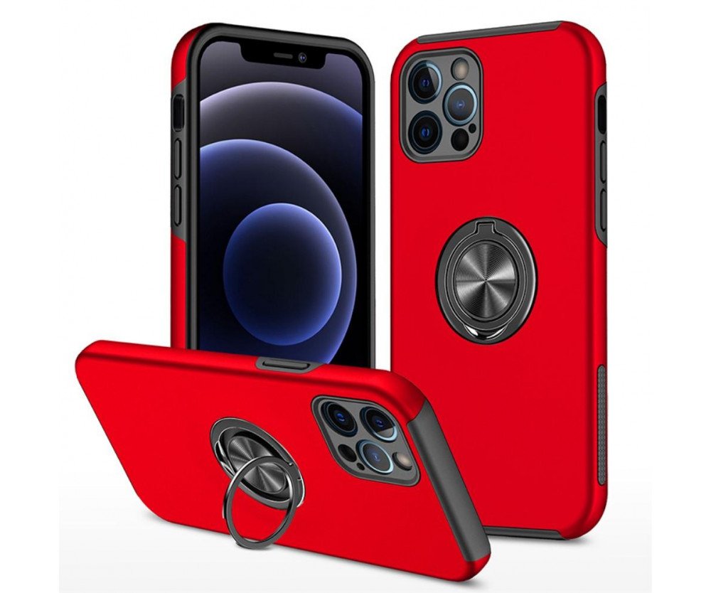 iPhone 13 Pro Max Hybrid skal med Finger Ring - Röd