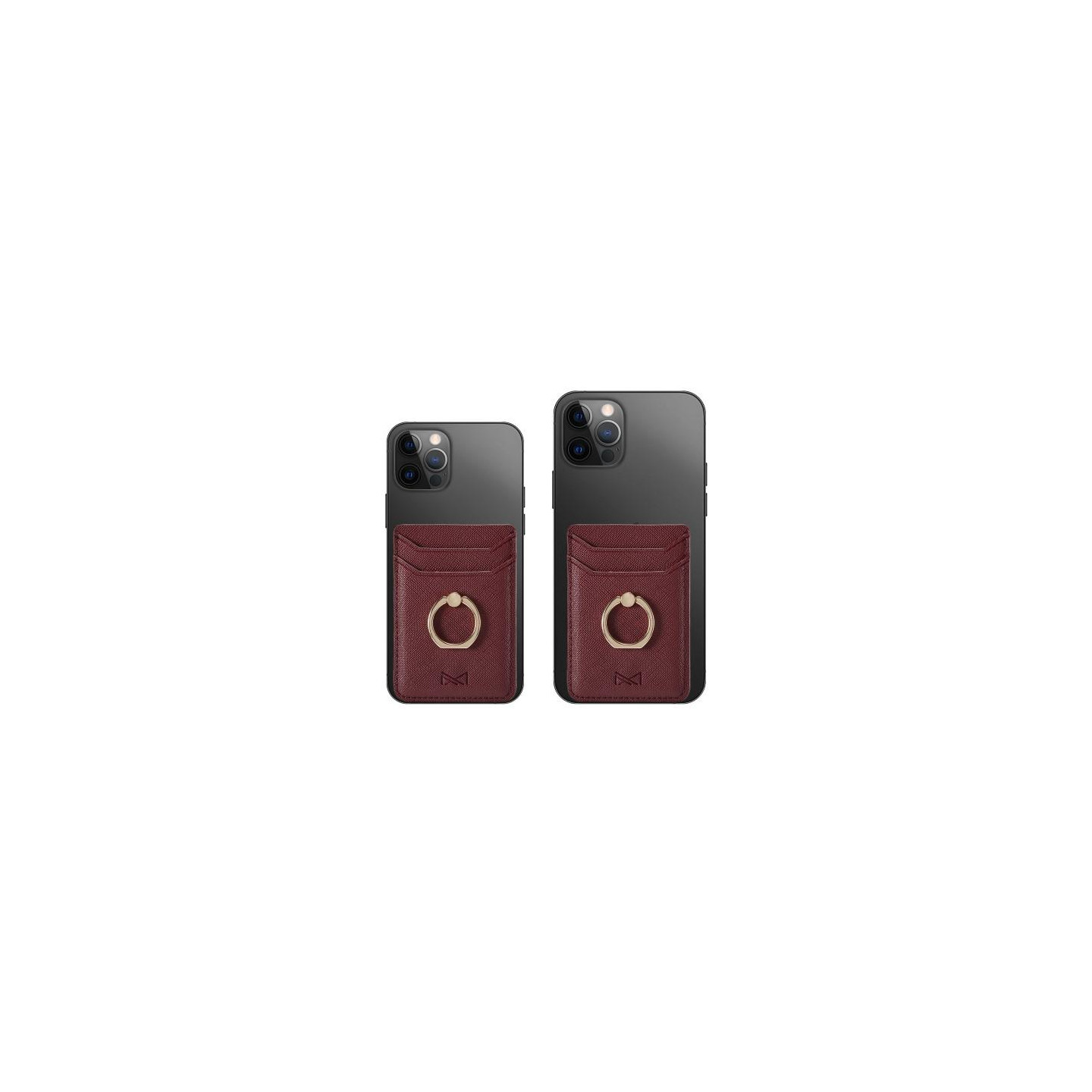 MUXMA Card Holder Ring Stand RFID Blocking Adhesive Credit Card Slot - Wine Red