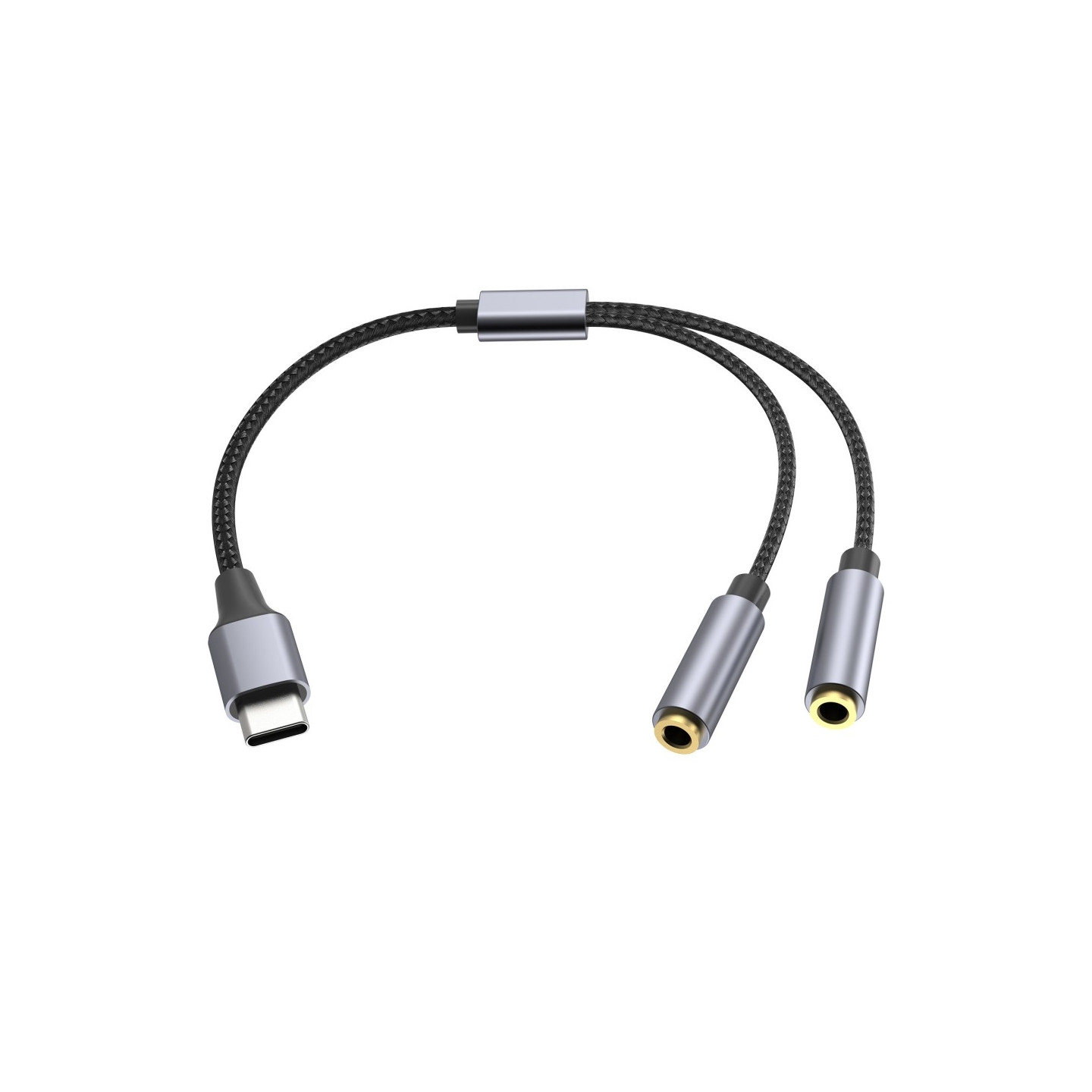 25 cm USB-C till 3,5 mm Audio Splitter Kabel Hörlursadapter