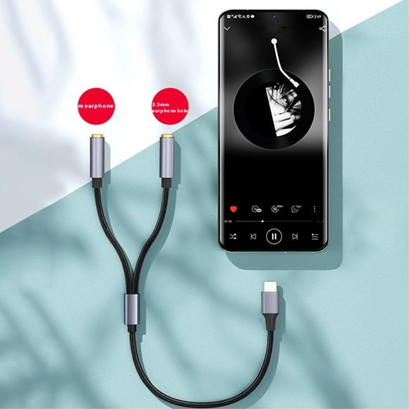 25 cm:n USB-C - 3,5 mm:n äänenjakokaapelin kuulokesovitin