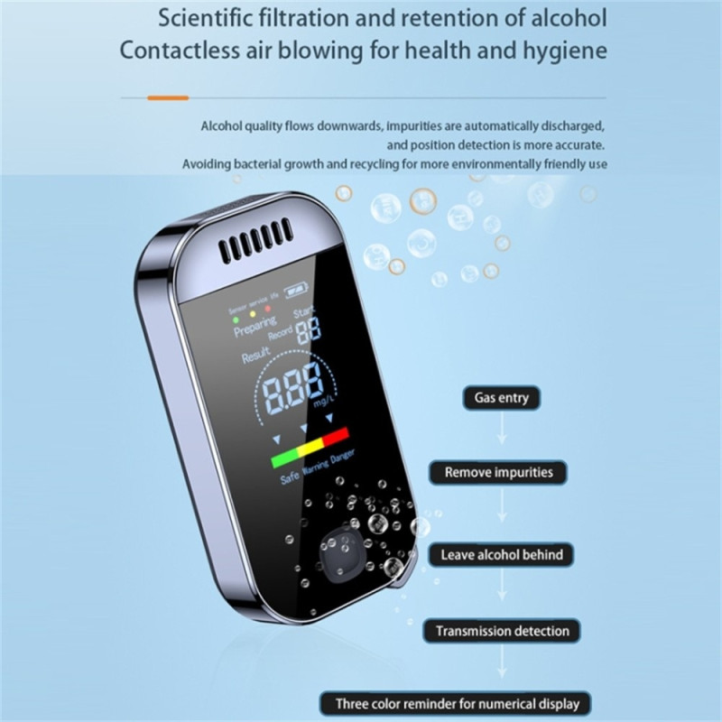 Alcohol Tester Digital Display Color Screen Alcohol Tester Non-Contact Detector