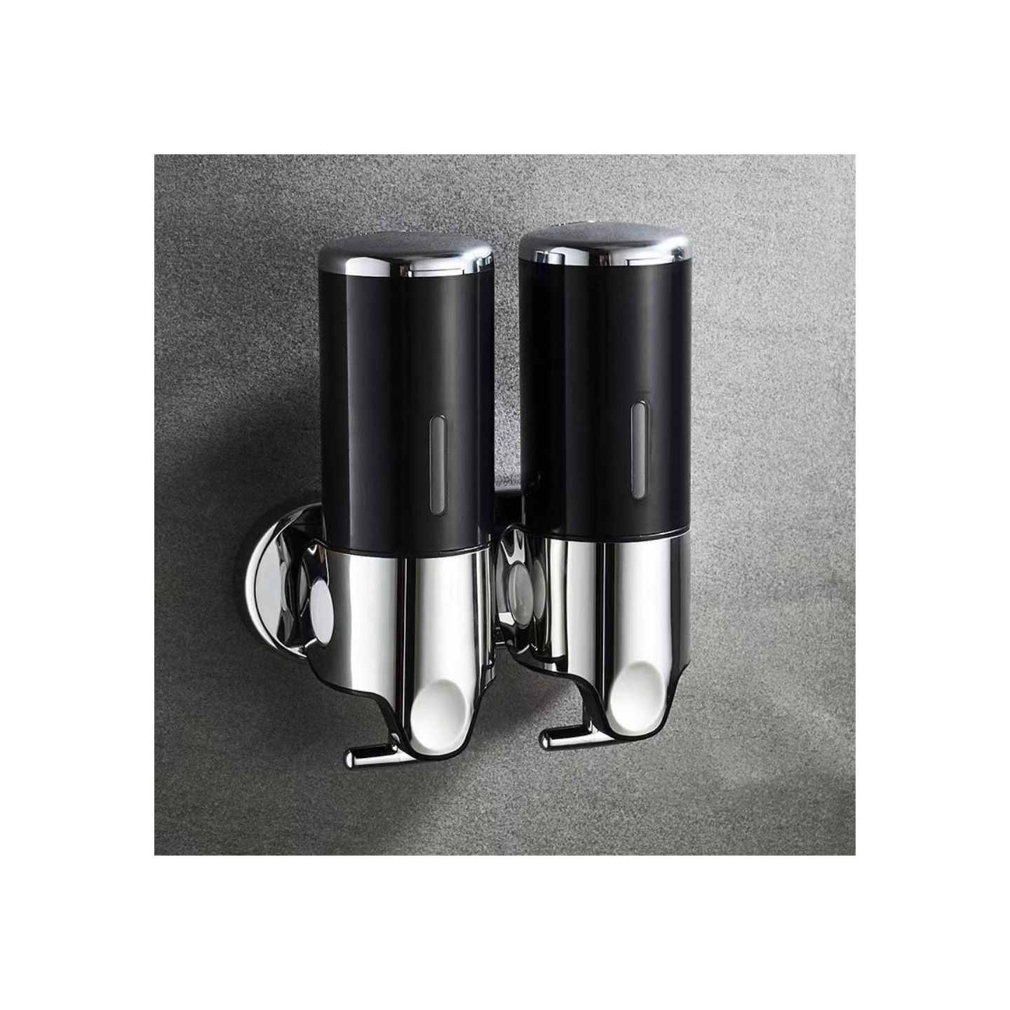 Double Head Soap Dispenser 1000ml Stainless Steel Manual Push Shampoo Shower Pump