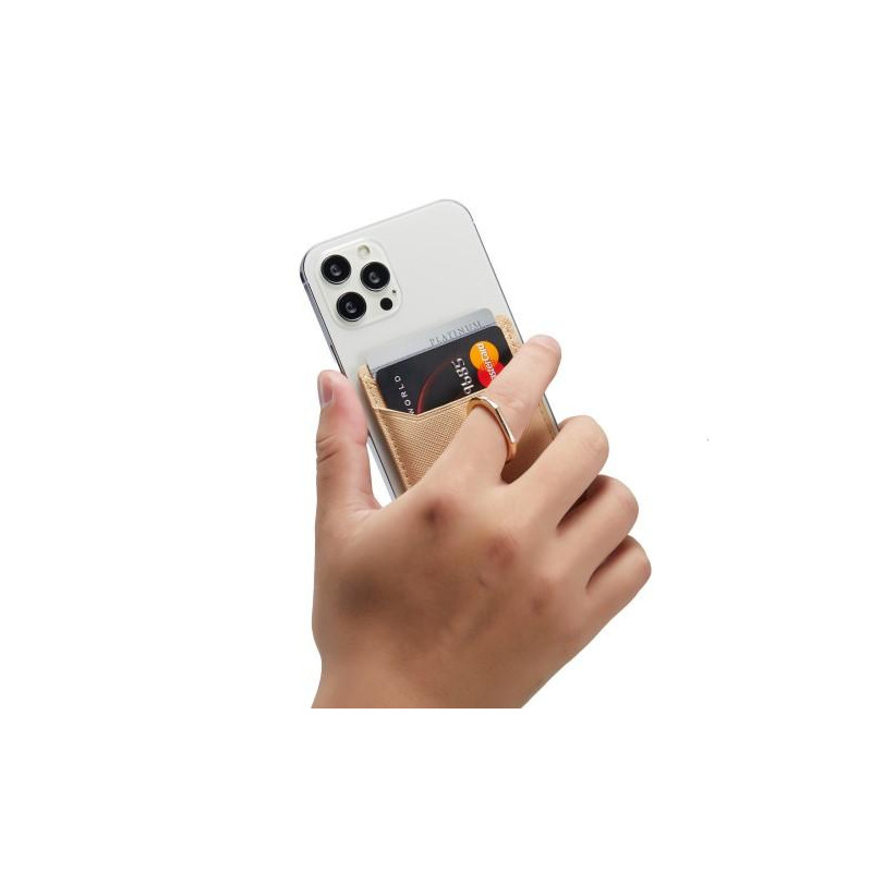 MUXMA Kortholder Ringstativ RFID - blokerende klæbende kreditkortslot - Guld