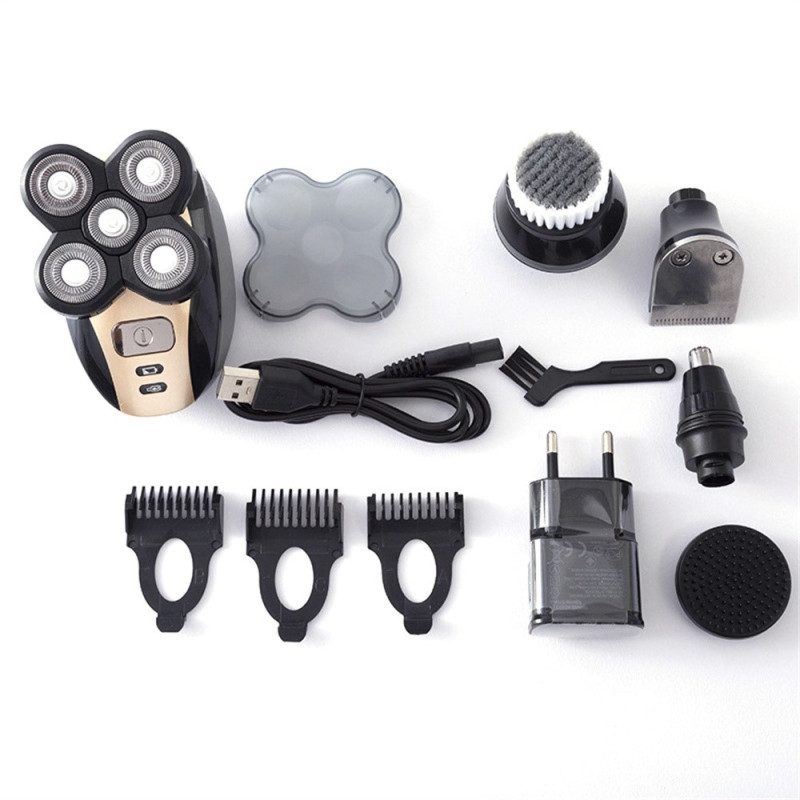 5i1 Elektrisk rakapparat Multifunktionell uppladdningsbar rakhyvel med 5 huvuden