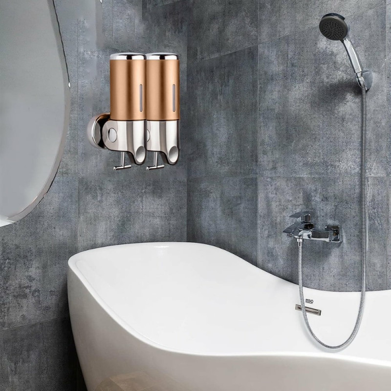 Rustfrit stål Sæbedispenser 1000ml Manuel Push Pump Shampoo Body Wash