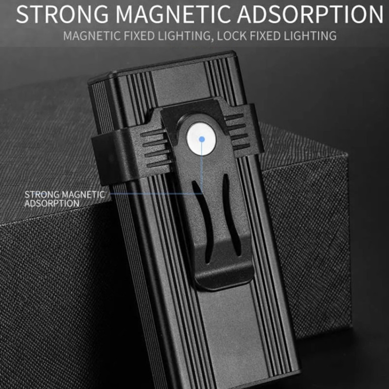 Magnetic Keychain Flashlight Work Light 4-LED Multiple Colors Magnet Clips