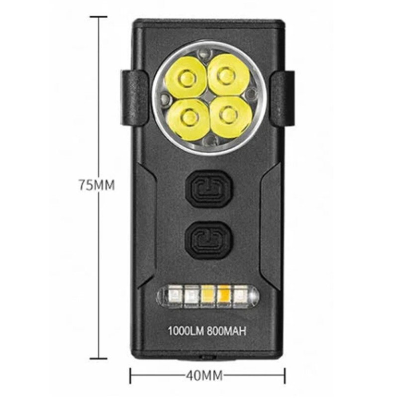 Magnetic Keychain Flashlight Work Light 4-LED Multiple Colors Magnet Clips