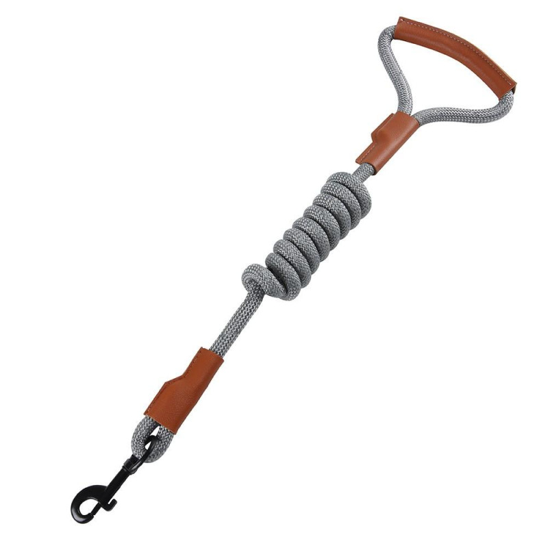 DUOMM hundebånd i nylonlærhåndtak slepetau kjæledyrhund