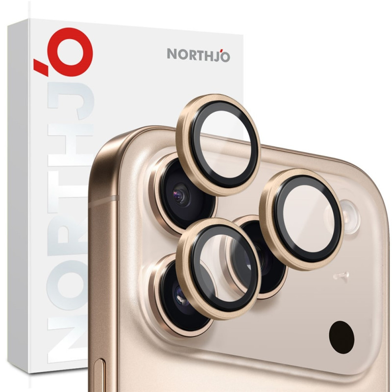 NORTHJO iPhone 17 Pro Max / iPhone 17 Pro Kameralinssin Suojus Karkaistu Lasi Metallirengas
