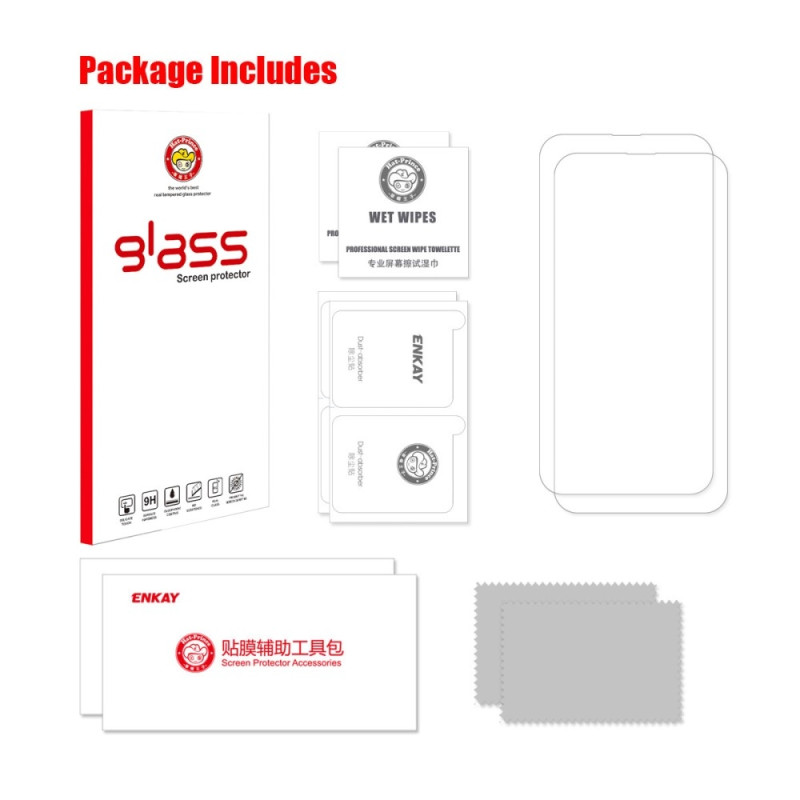 ENKAY 2stk herdet glass skjermbeskyttere til iPhone 17e / 16e Transparent