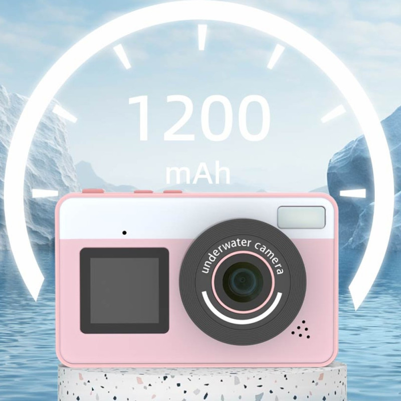 Digitalkamera Dual Screens Vandtæt kamera + 32GB kort + kortlæser - Pink