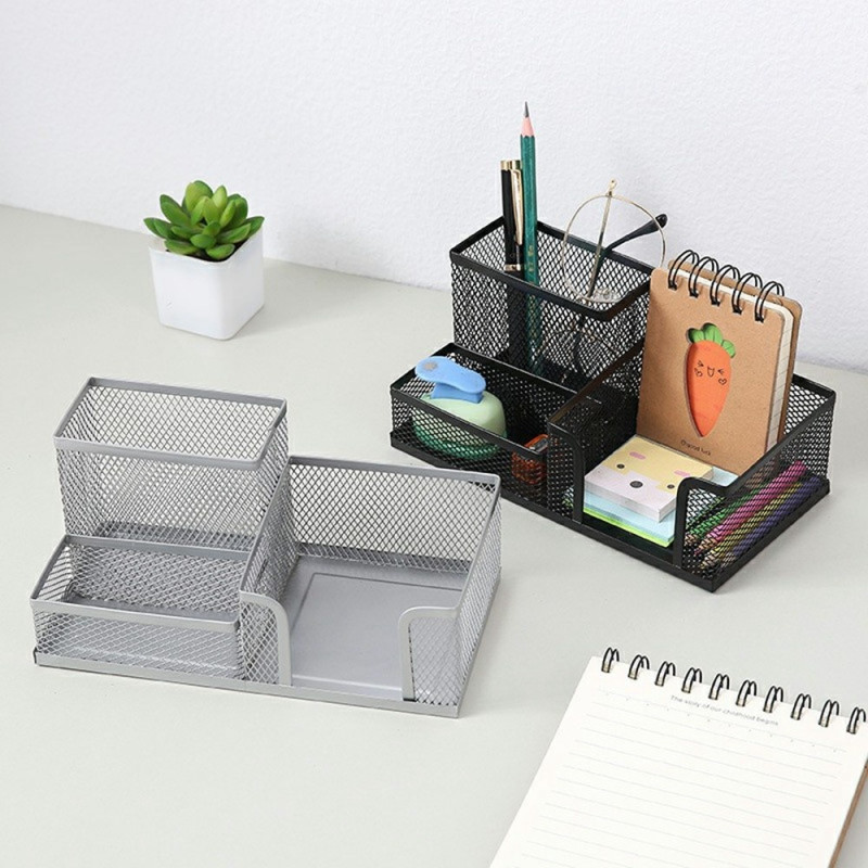 3 rum Metal Skrivebord Organizer Pen Holder Organizer Opbevaringsskuffe