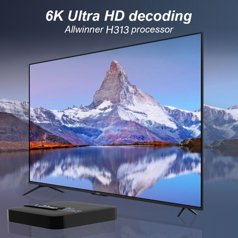 H20 Pro Smart TV Box Android 10.0 6K Ultra HD Media Player med fjernkontroll
