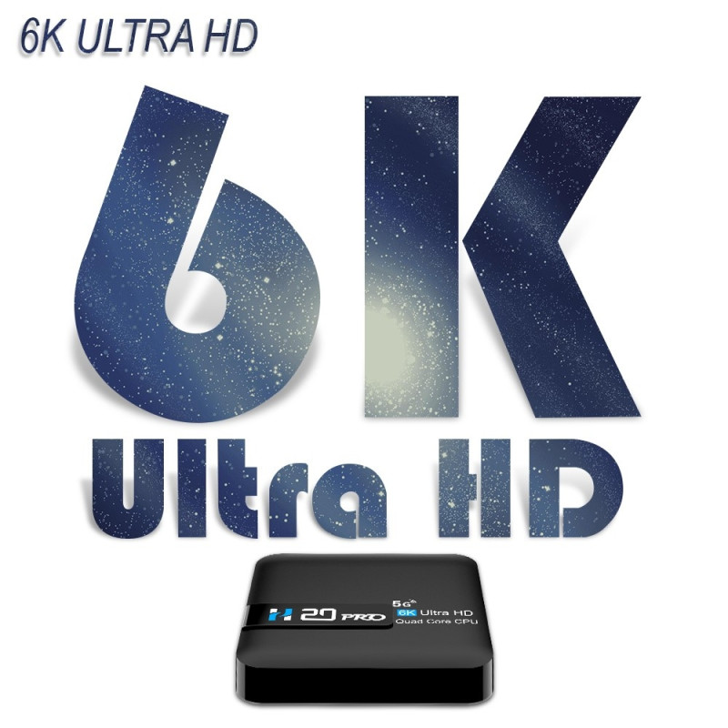 H20 Pro Smart TV Box Android 10.0 6K Ultra HD Media Player med fjernkontroll