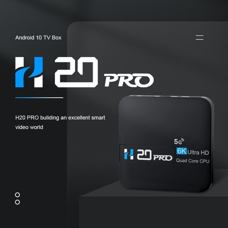 H20 Pro Smart TV Box Android 10.0 6K Ultra HD Media Player med fjernkontroll