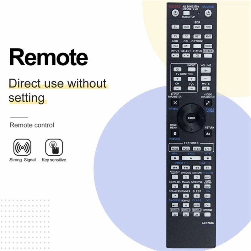 Remote Control Replacement for AXD7666 For Pioneer AV Receiver Stereo System