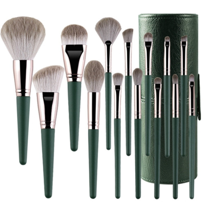 14 st Makeup Brush Set Foundation Powder Concealer Borstar Borsthållare
