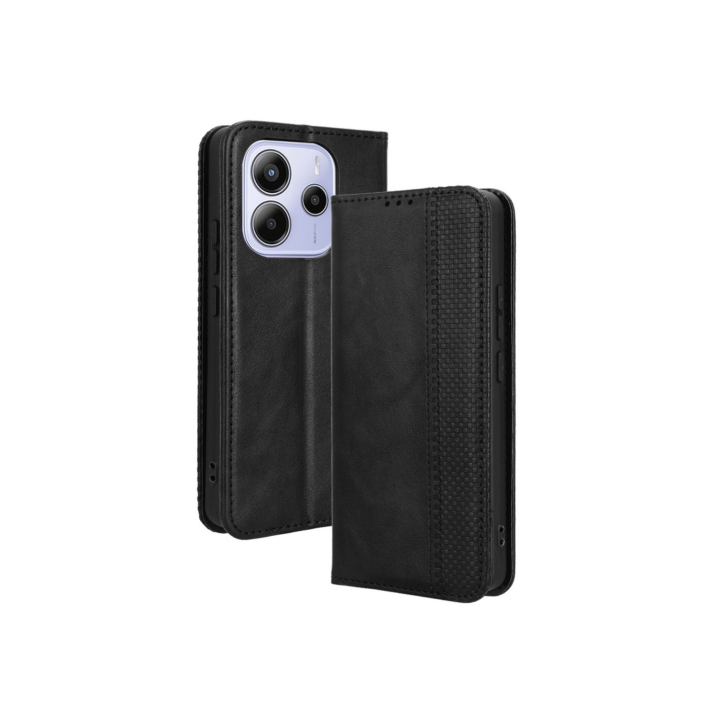 Vintage Lommebok-deksel til Xiaomi Redmi Note 14 4G - Svart