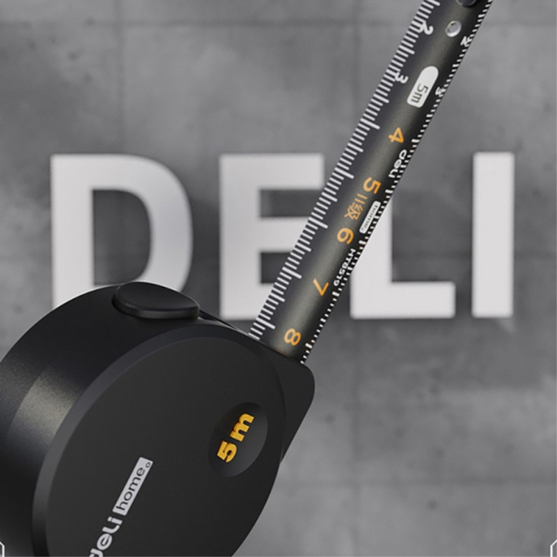 DELI self-locking tape measure high precision steel ruler - black / 5m