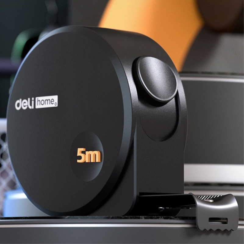 DELI self-locking tape measure high precision steel ruler - black / 5m