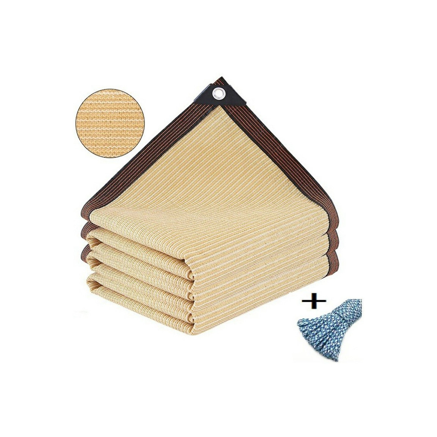 2 x 2 m Solskydd Nät För Balkong Trädgård UV-skydd Skugga Skärm med 5 m rep