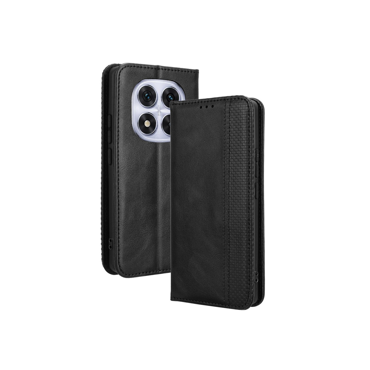 For Xiaomi Redmi Note 14 Pro+ 5G Case Wallet Stand Retro Phone Cover - Black