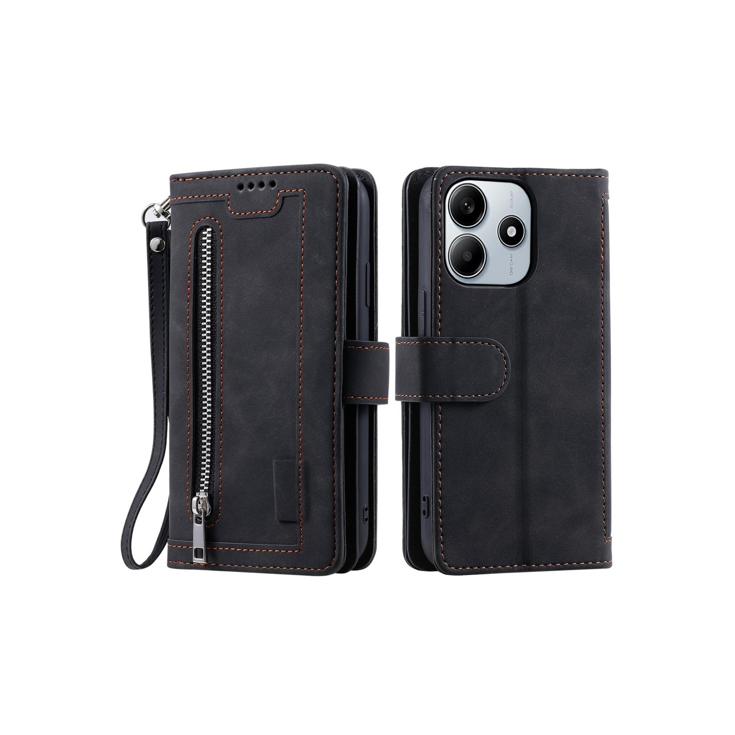 Til Xiaomi Redmi Note 14 4G Deksel med glidelås og 9 kortspor