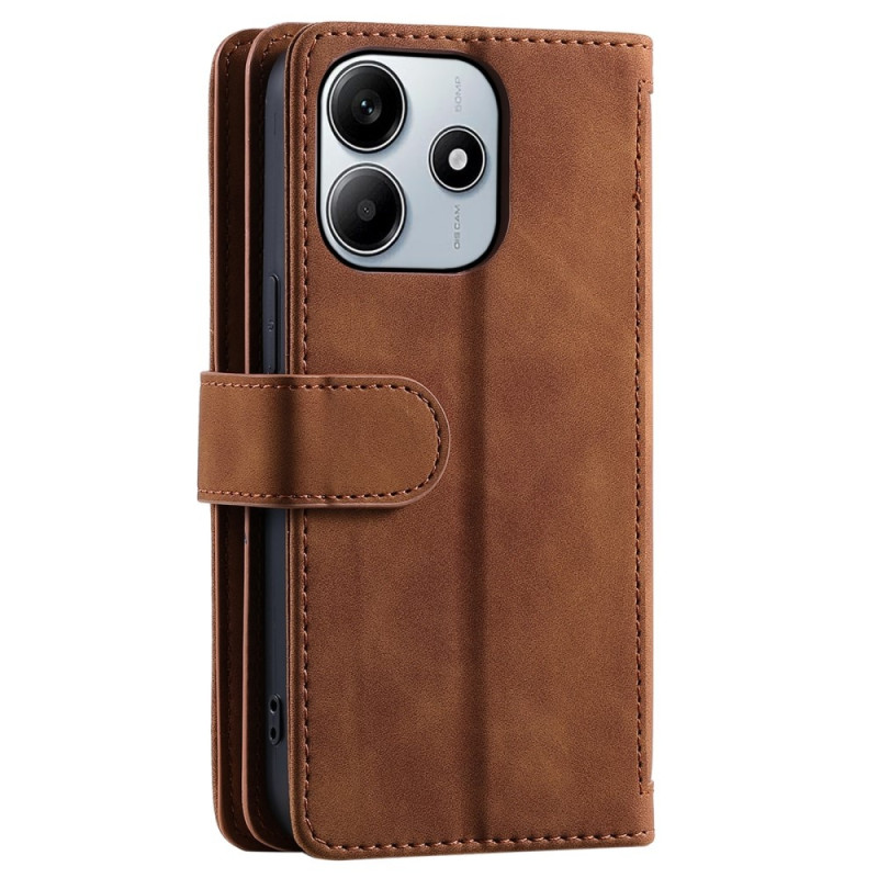 For Xiaomi Redmi Note 14 4G Case Zipper Pocket PU Leather Phone Cover with 9 Card Slots