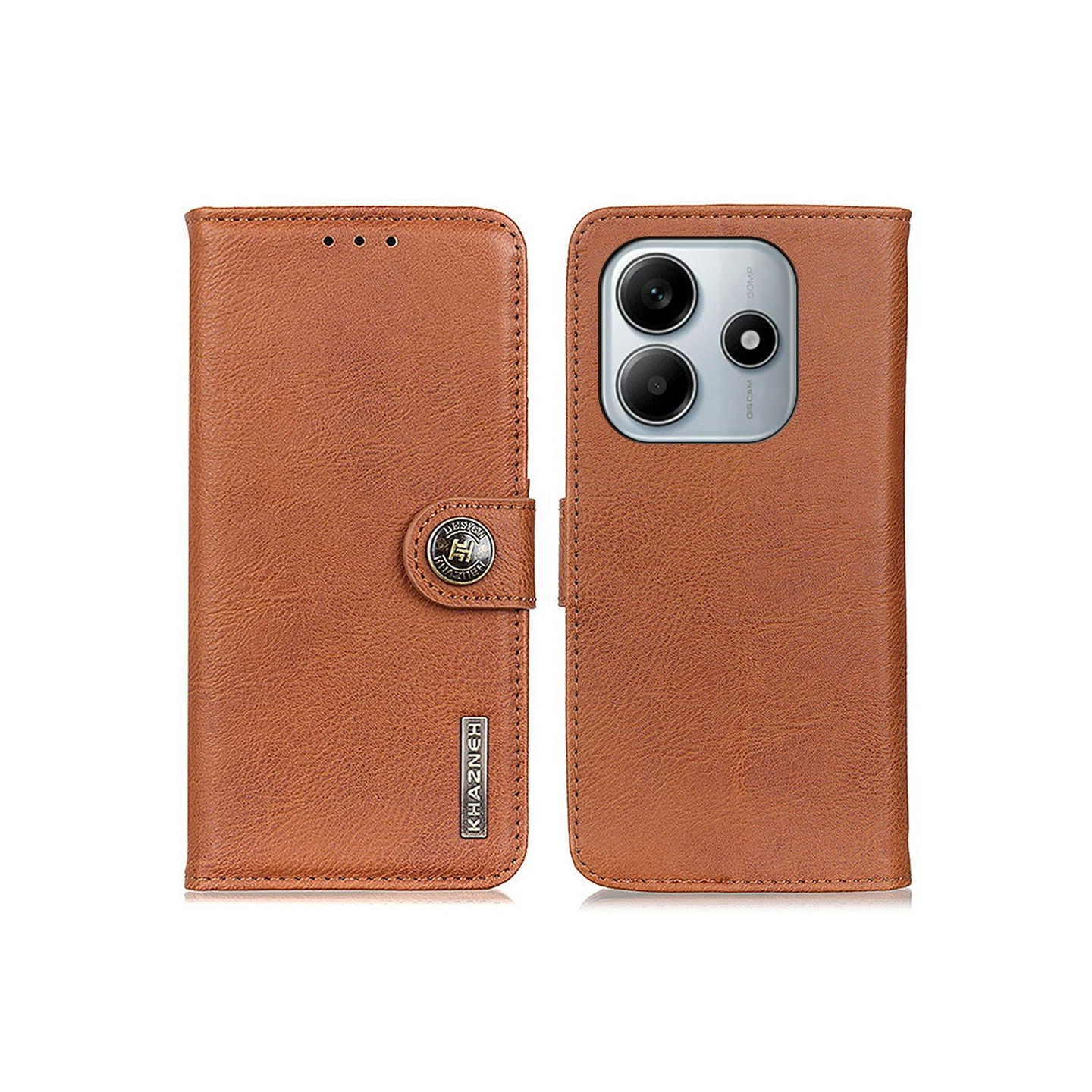 KHAZNEH Til Xiaomi Redmi Note 14 4G Mobiltelefonveske Kowhide Texture Wallet Case