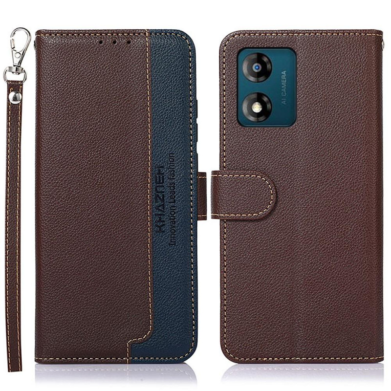 KHAZNEH Phone Cover for Motorola Moto E13 4G - Brown/Blue