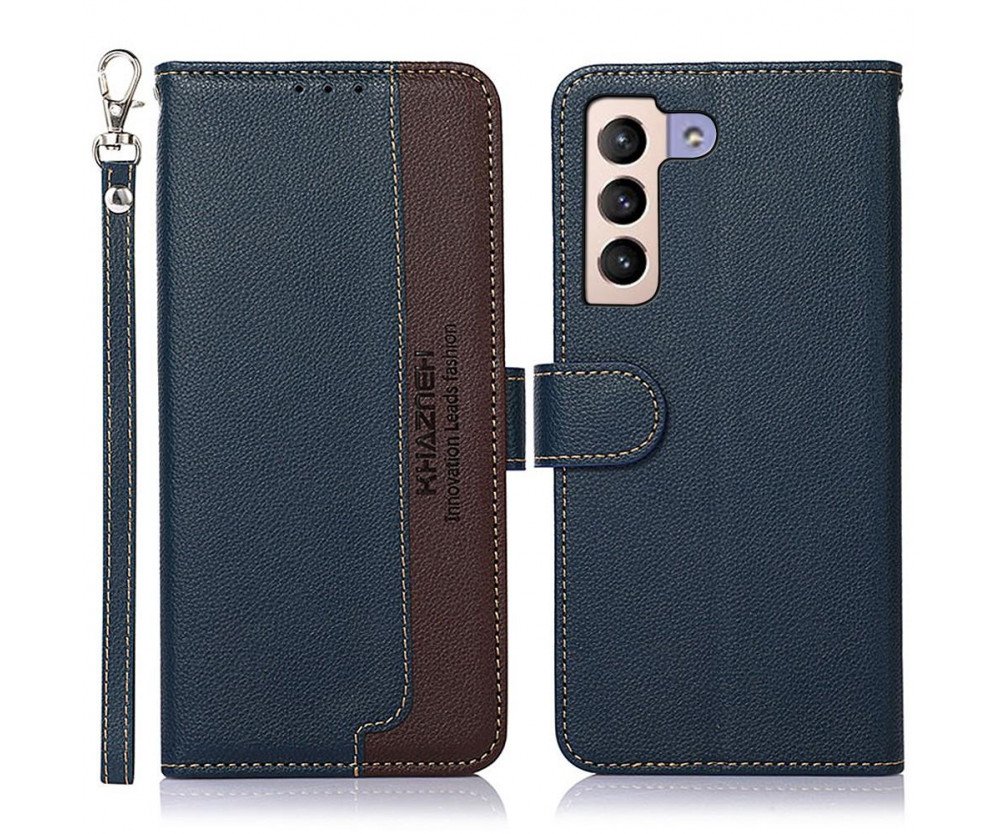 KHAZNEH RFID Block Samsung Galaxy S22+ Plånboksfodral - Blå/Brun