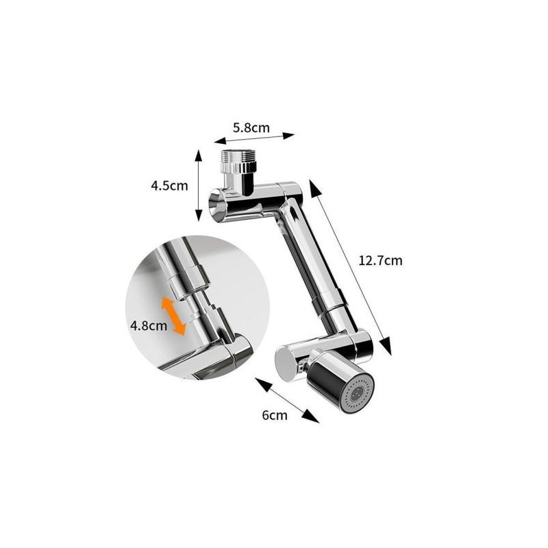 Hananpidennin 1440 asteen pyörivä teleskooppinen hana - ilmastin kaksoisvaihde