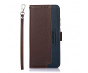 KHAZNEH RFID Block Samsung Galaxy S22 Plånboksfodral - Brun/Blå