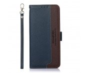 KHAZNEH RFID Block Samsung Galaxy S22 Plånboksfodral - Blå/Brun