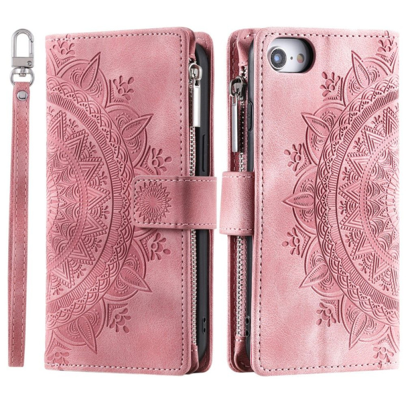 For iPhone 17e / 16e Wallet Case Cover Shell Mandala Flower Pattern