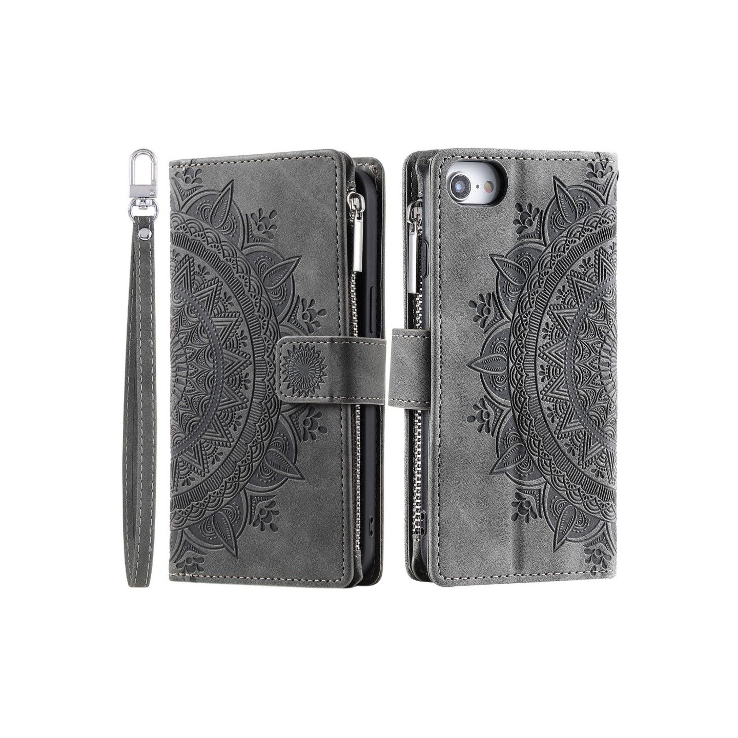 For iPhone 16e Wallet Case Cover Shell Mandala Flower Pattern
